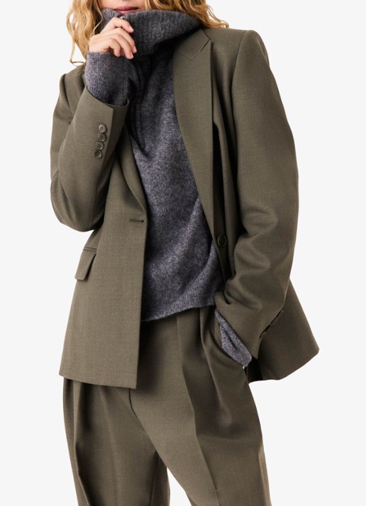 Maje Blazer in wolblend met gespdetail en klepzakken - detail 2 legergroen