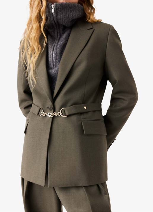 Maje Blazer in wolblend met gespdetail en klepzakken - detail 5 legergroen