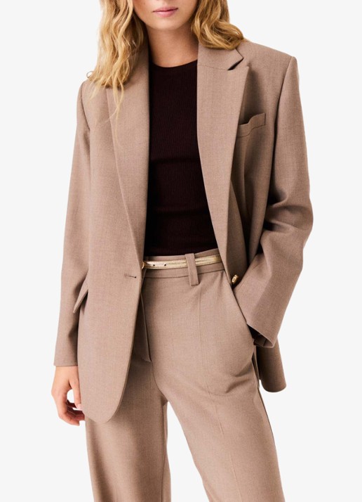 Maje Blazer in wolblend met klepzakken - detail 2 beige