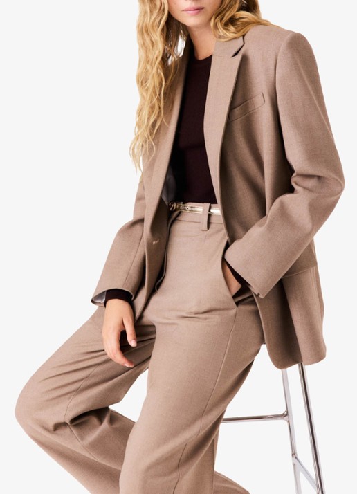 Maje Blazer in wolblend met klepzakken - detail 3 beige