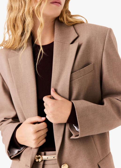 Maje Blazer in wolblend met klepzakken - detail 4 beige