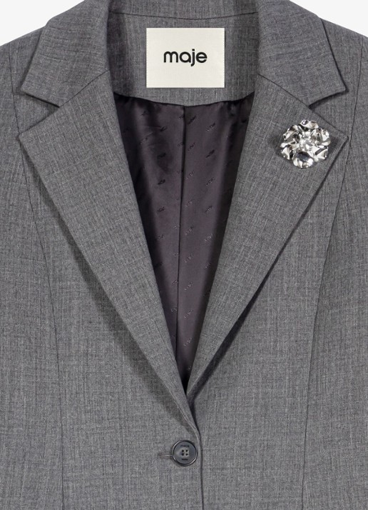 Maje Blazer in wolblend - detail 4 grijs
