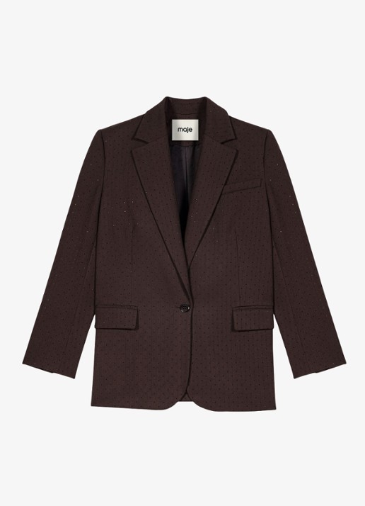 Maje Blazer met strass en klepzakken - voorkant 7 bruin