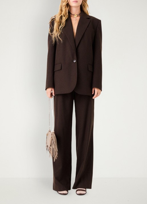 Maje Blazer met strass en klepzakken - voorkant 8 bruin