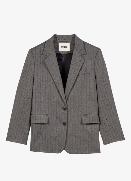 Maje Blazer met strass - voorkant 7 grijs