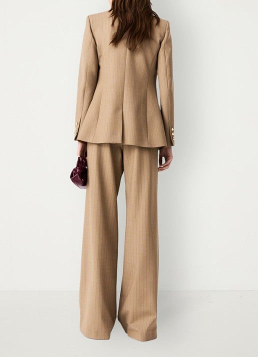 Maje Blazer met streepprint - achterkant 6 beige / beige