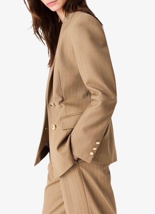 Maje Blazer met streepprint - detail 3 beige / beige