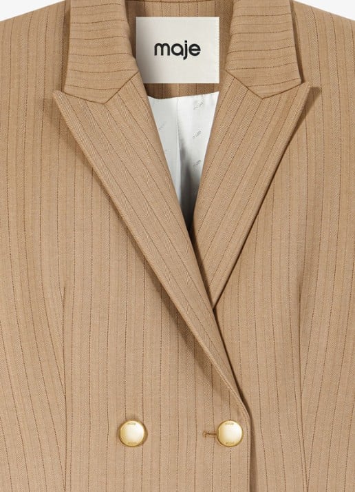 Maje Blazer met streepprint - detail 5 beige / beige