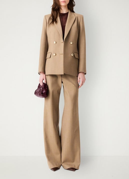 Maje Blazer met streepprint - voorkant 8 beige / beige
