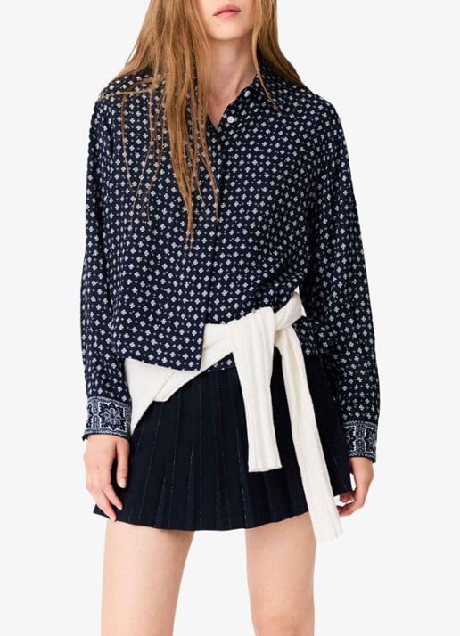 Maje Blouse met print - detail donkerblauw