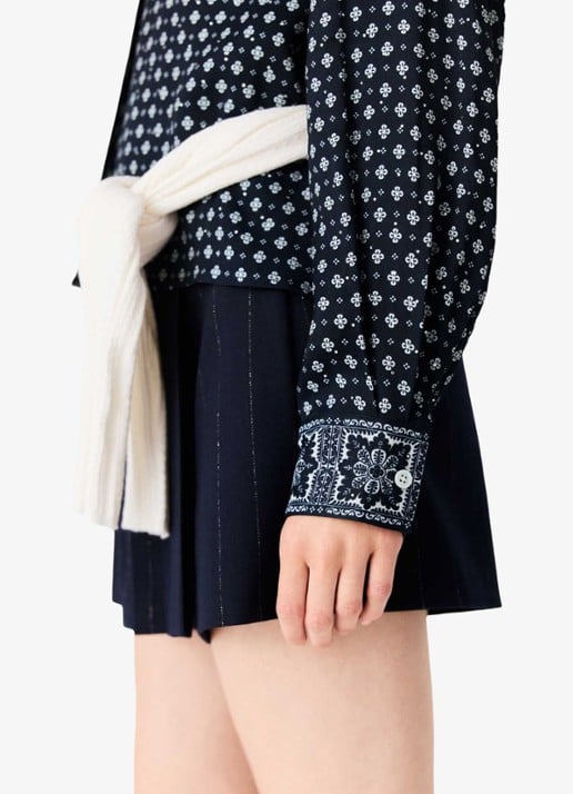 Maje Blouse met print - detail 4 donkerblauw