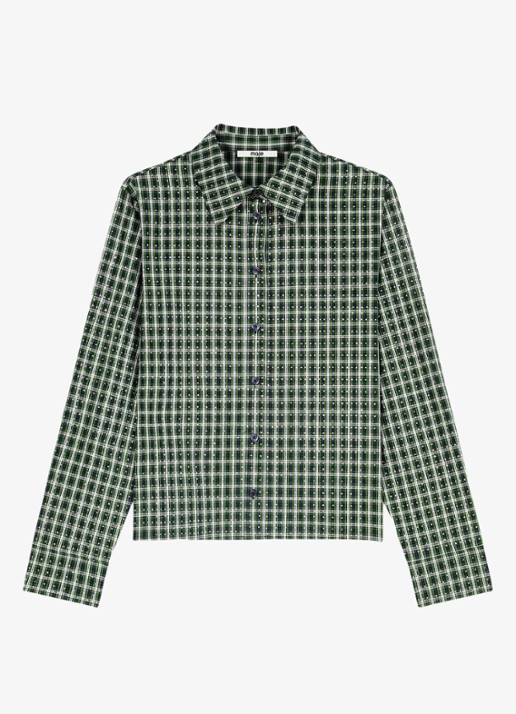 Maje Blouse met sjaalkraag en ruitdessin - detail 3 groen