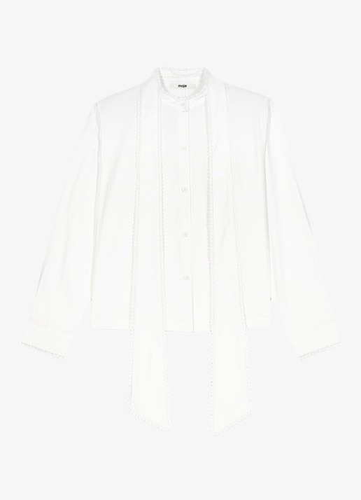 Maje Blouse met sjaalkraag - detail 2 white / wit