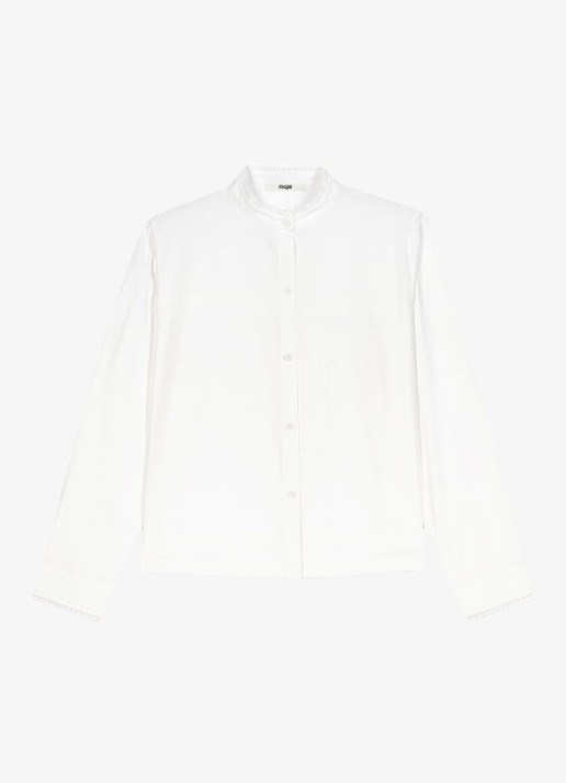 Maje Blouse met sjaalkraag - detail 3 white / wit
