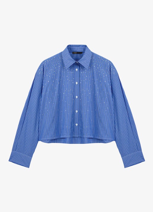 Maje Blouse met strass en afneembare sjaalkraag - detail 7 blauw