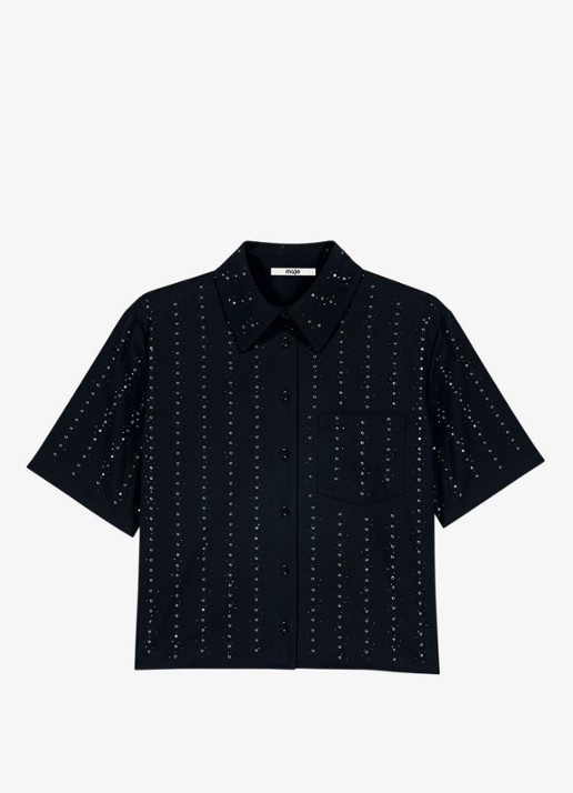 Maje Blouse met strass en borstzak