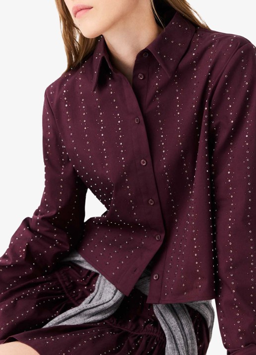 Maje Blouse met strass - detail 4 bordeauxrood