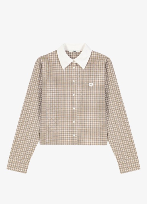 Maje Blouse met strassdetails met ruitdessin