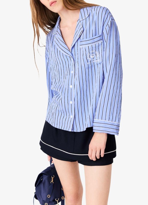 Maje Blouse met streepprint en borstzak