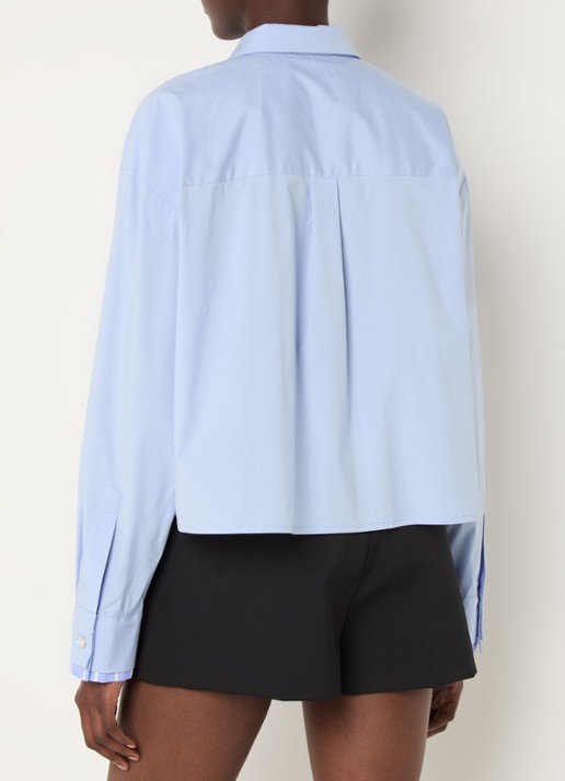 Maje Blouse van  katoen met stropdas - achterkant lichtblauw