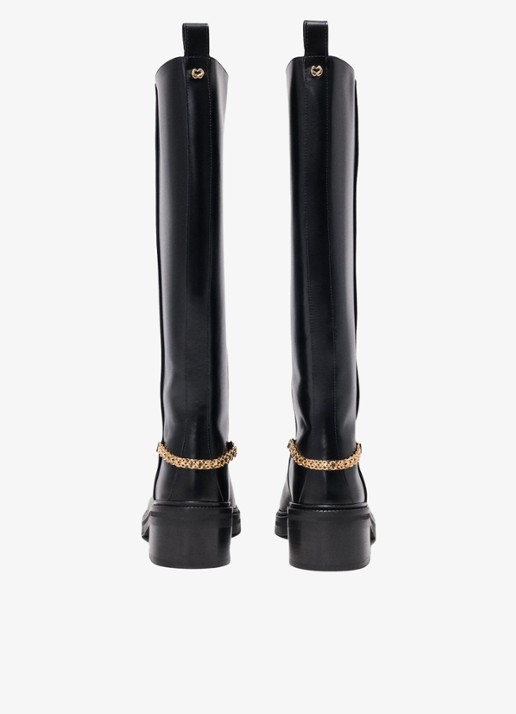 Maje Boots van leer - achterkant 6 zwart
