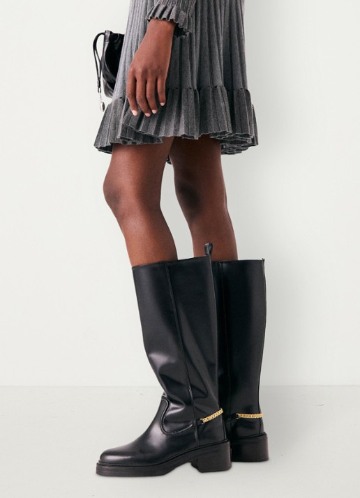 Maje Boots van leer - detail 4 zwart