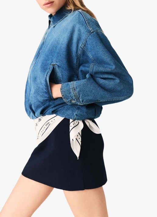 Maje Botwow bomberjack van denim - detail 6 blauw