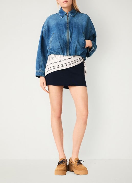 Maje Botwow bomberjack van denim - voorkant 2 blauw