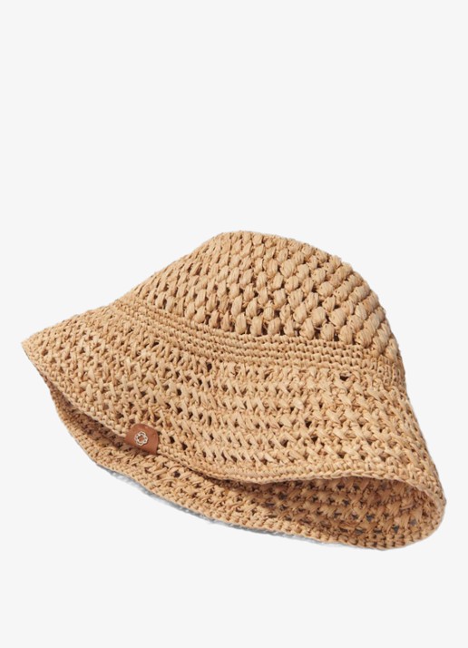 Maje Bucket hoed van raffia - detail 4 camel