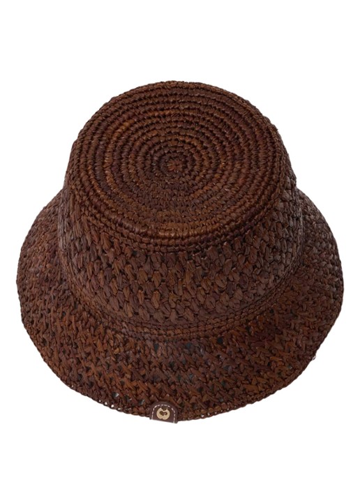 Maje Bucket hoed van raffia - detail 2 bruin