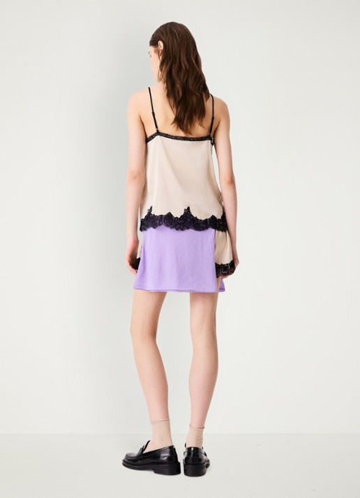 Maje Camisole top met zwart kant en spaghettibandjes - achterkant 8 beige / beige