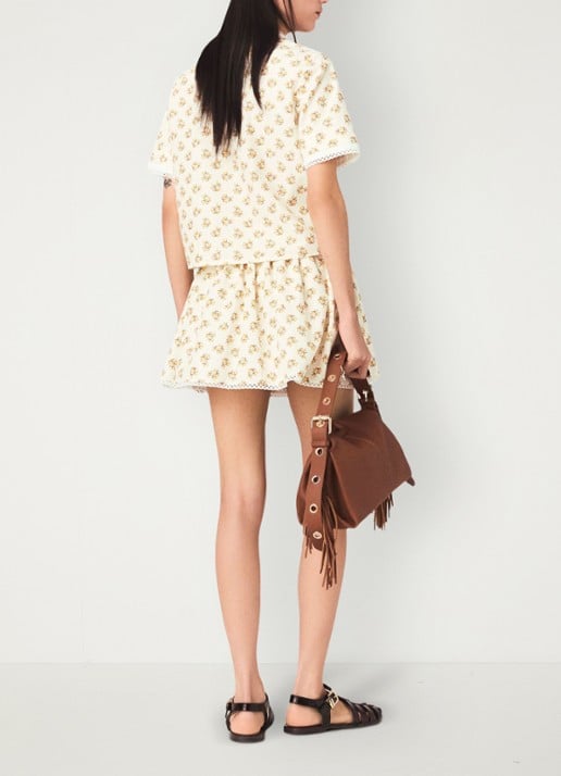 Maje Chazalera blouse met broderie en print - achterkant 7 geel
