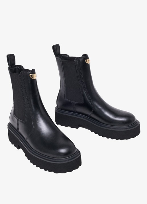 Maje Chelsea boot van leer - detail 3 zwart