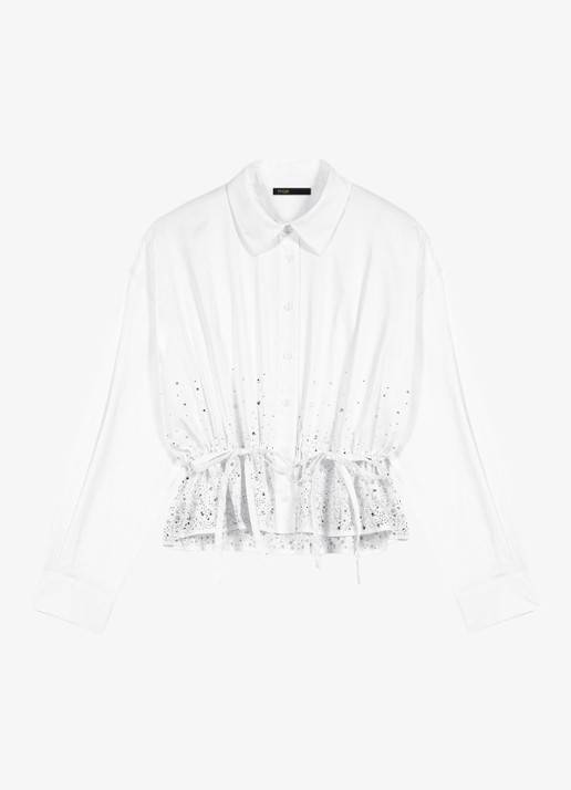 Maje Cisequino blouse met broderie - voorkant wit