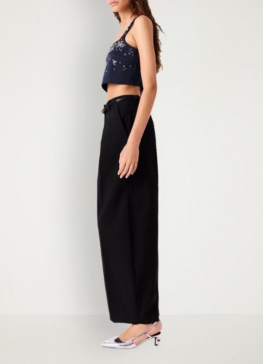 Maje Crop top met strass - detail 4 donkerblauw