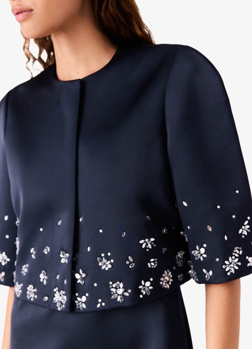 Maje Cropped blazer met strass - detail 7 donkerblauw