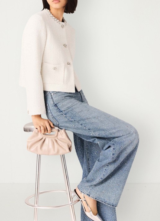 Maje Cropped blazer met tweed-look - detail 2 beige