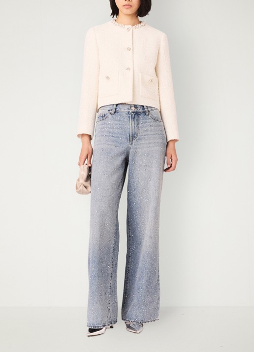 Maje Cropped blazer met tweed-look - voorkant 5 beige