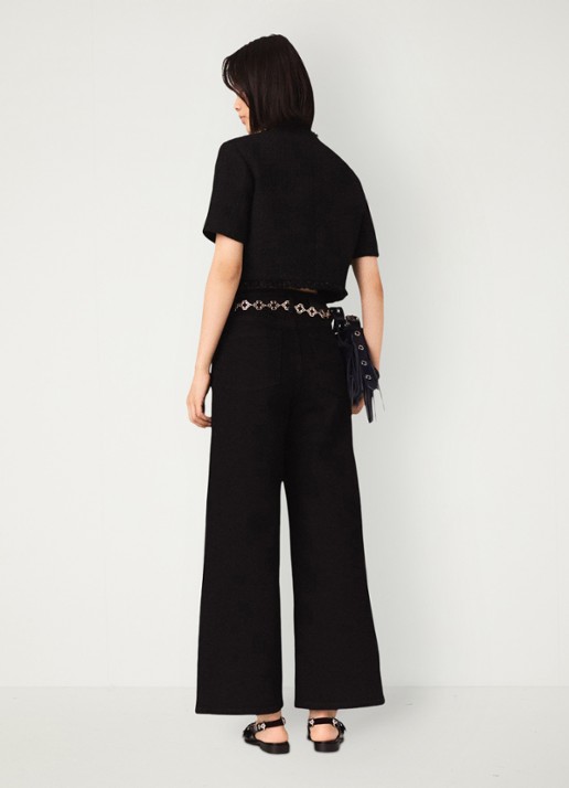 Maje Cropped blazer met tweed-look - achterkant zwart