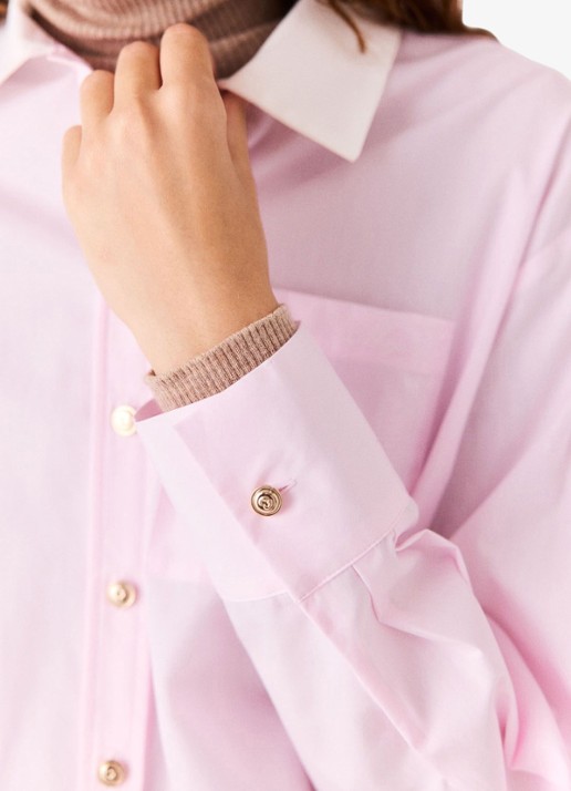 Maje Cropped blouse met borstzak en logoborduring - detail 4 roze