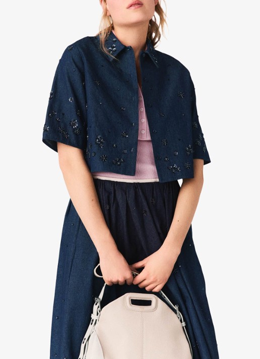 Maje Cropped blouse met kralendecoratie