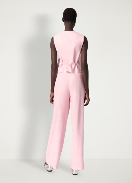Maje Cropped gilet met gemêleerd dessin - achterkant 8 roze