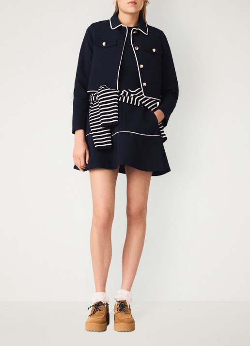 Maje Cropped jack met  borstzakken - voorkant 3 blauw