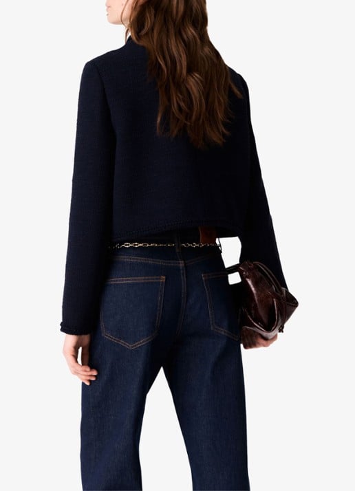 Maje Cropped jack met tweed-look - achterkant 7 donkerblauw