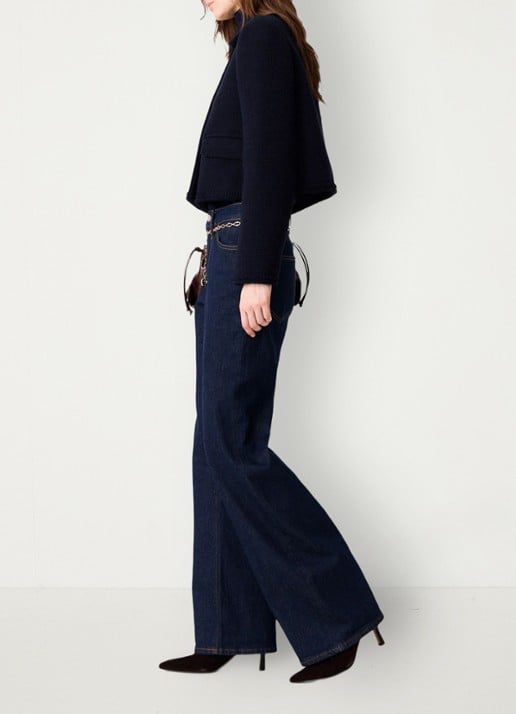 Maje Cropped jack met tweed-look - detail 2 donkerblauw