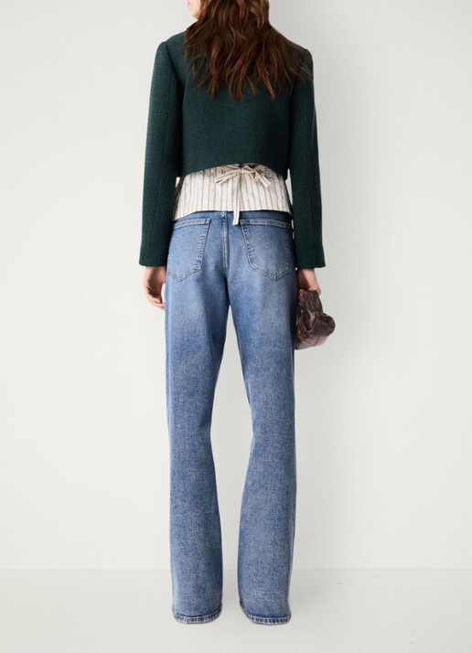 Maje Cropped jack met tweed-look - achterkant 5 donkergroen