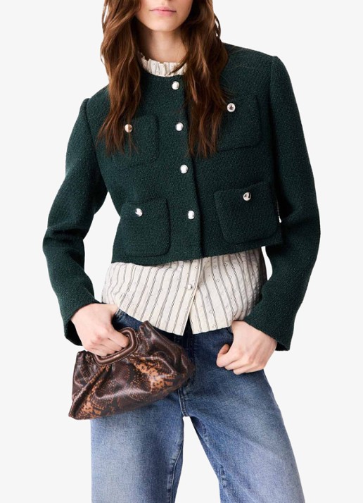 Maje Cropped jack met tweed-look