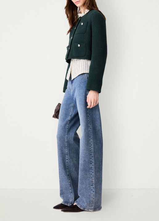 Maje Cropped jack met tweed-look - detail 2 donkergroen