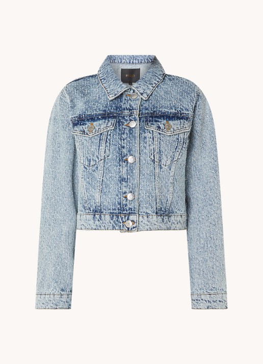 Maje Cropped spijkerjas met strass - voorkant 2 indigo