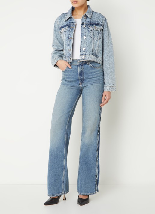 Maje Cropped spijkerjas met strass - voorkant 3 indigo